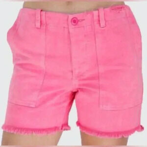 $175 Le Superbe Women's Hot Pink Cotton Beach Crawler Cutoff Jean Shorts Size 4